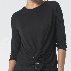 925 Black Long Sleeve black shirt with 3/4th sleeves and a cute knot- new!